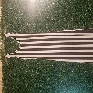 Black &White Stripes Dress with split